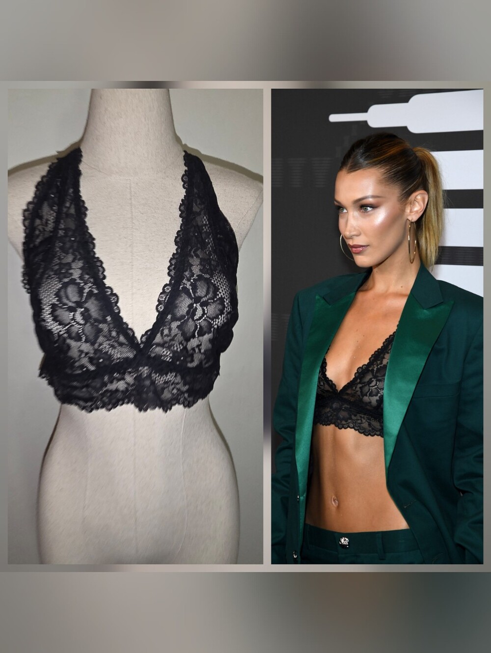Savage x Fenty Black Floral Lace Racerback Bralette